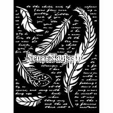 Reusable plastic stencil FEATHERS AND TEXT