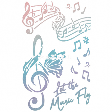 Reusable plastic stencil LET THE MUSIC FLY 1