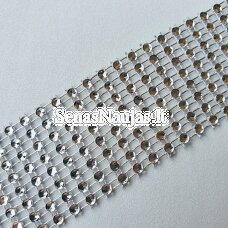 Decorative ribbon with plastic eyes, silver color