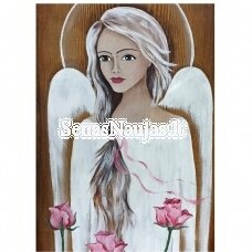 Rice paper for decoupage ANGEL WITH ROSES, 1 sheet