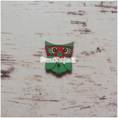 Owl-shaped decorative button, 1 piece
