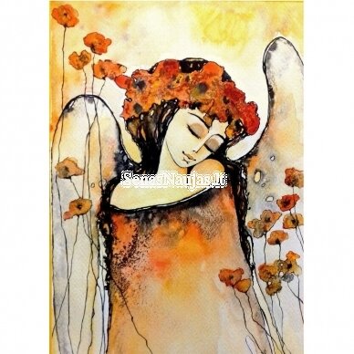 Rice paper for decoupage ANGEL WITH POPPIES, 1 sheet