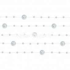 Dirbtinių perlų girlianda, sidabro spalva
