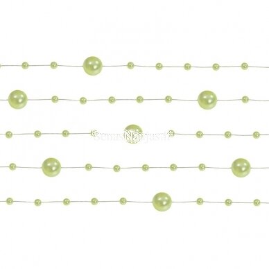 Dirbtinių perlų girlianda, šviesi žalia spalva