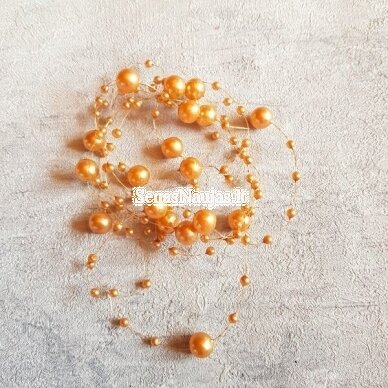 Artificial pearl garlands, bright gold color