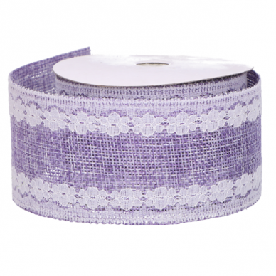 Jute ribbon with white lace