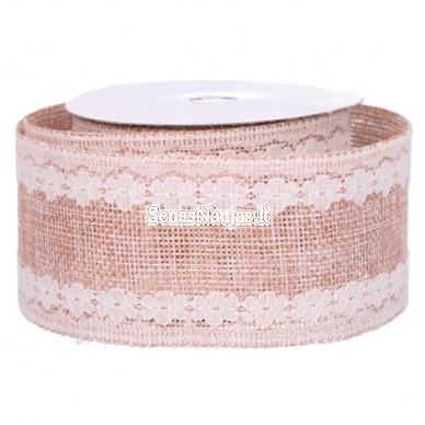 Jute ribbon with white lace