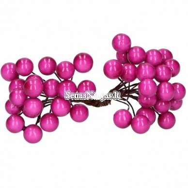 Fuchsia color artificial berry-balls, 40 pieces
