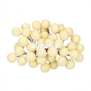 Cream color artificial berry-balls, 40 pieces