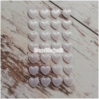 Self-adhesive decorations - hearts (28 pieces, white color)