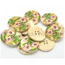 Wooden colourful button, 1 piece