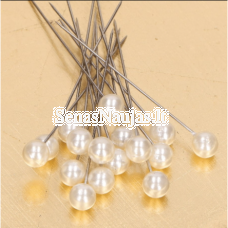 Metal pins with plastic pearl, 10 pcs.