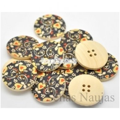 Wooden colourful button, 1 piece