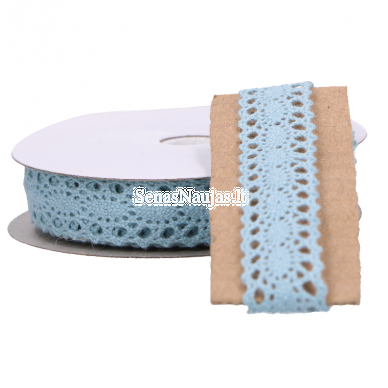 Crochet cotton lace, light blue color