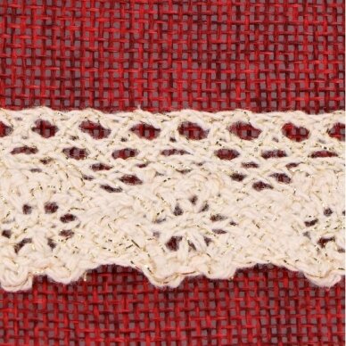 Cream lace with golden color yarn