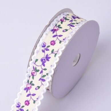 Fabric ribbon with flowers pattern
