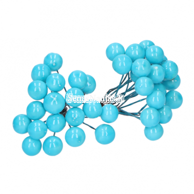Light blue color artificial berry-balls, 40 pieces