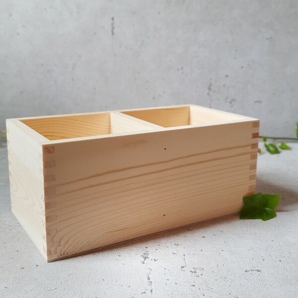 A Box With No Lid 2 Compartments, Square Wooden Box No Lid