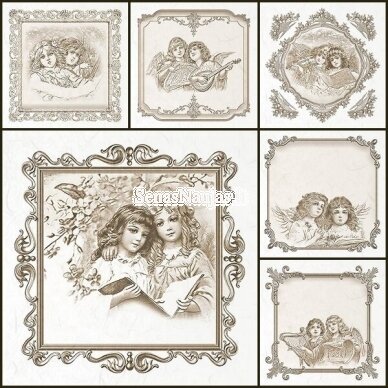 A set of 6 mini rice paper sheets VINTAGE ANGELS