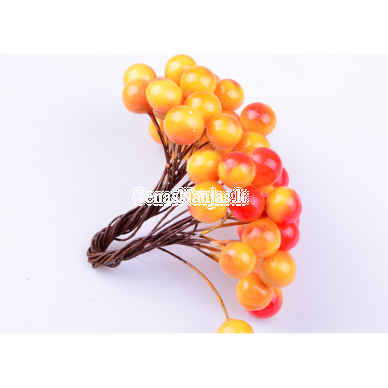 Orange-red color artificial berry-balls, 40 pieces