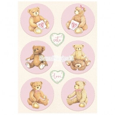 Thin rice paper DAY DREAM ROUNDS BEAR PINK