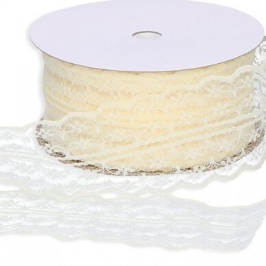 The roll of thin elegant lace, ivory color