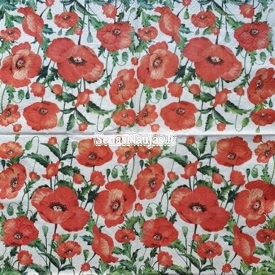 Paper napkin for decoupage POPPIES 1