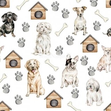 Paper napkin for decoupage DOGS, 1/4 folded