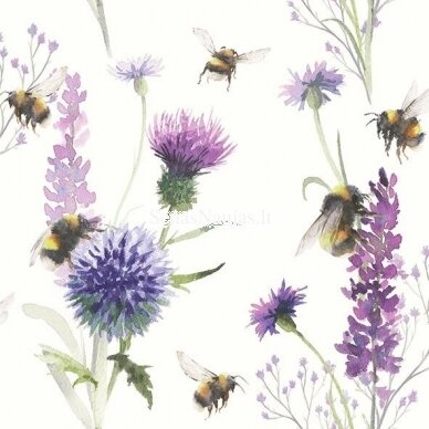 Paper napkin for decoupage (folded) BUMBLEBEES IN THE MEADOW, 1 pcs.