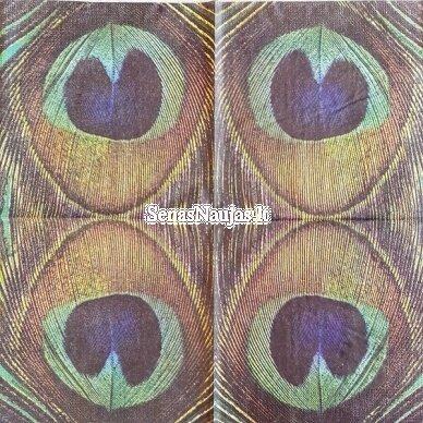 Paper napkin for decoupage PEACOCK FEATHER, 1 pcs.