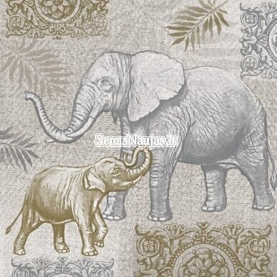 Paper napkin for decoupage (folded) ELEPHANTS, 1 pcs.