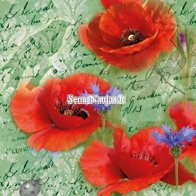 Paper napkin for decoupage POPPIES, 1/4 folded