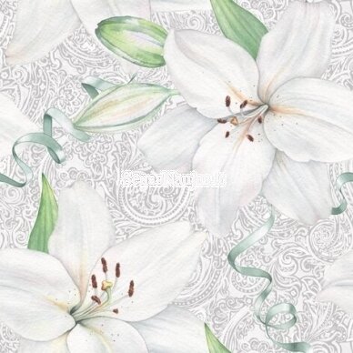 Paper napkin for decoupage WHITE LILY, 1/4 folded