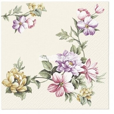Paper napkin for decoupage (folded) FLOWERS, 1 pcs.
