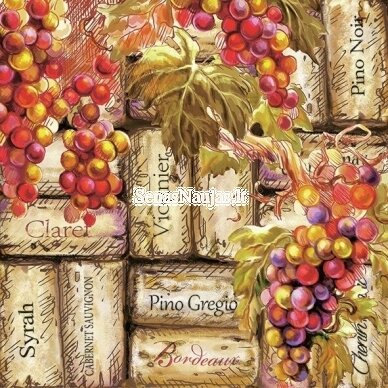 Paper napkin for decoupage (folded) GRAPES and CORKS, 1 pcs.