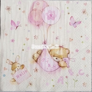 Popierinių servetėlių rinkinys (rožinė spalva), 9 vnt. 2