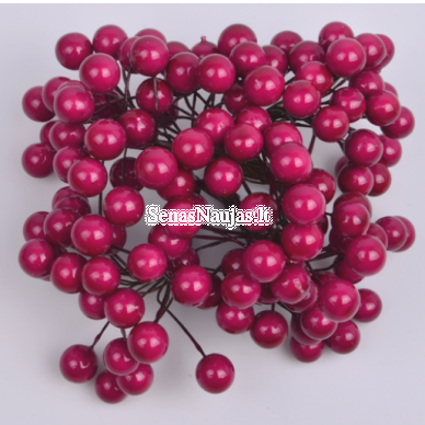 Magenta color artificial berry-balls, 40 pieces