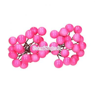 Pink color artificial berry-balls, 40 pieces