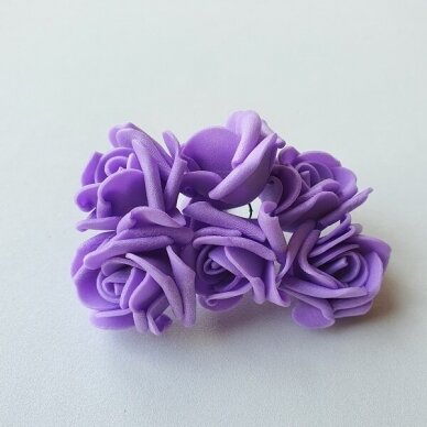 Rožytės iš putgumės, violetinė sp., 6 žiedai