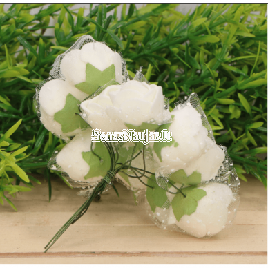 Foam roses with tulle, white color, 12 pieces 1