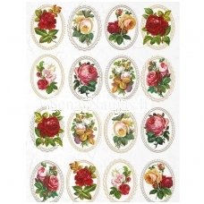 Rice paper RED ROSES MEDALLIONS