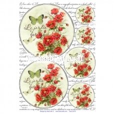 Rice paper for decoupage, scrapbooking POPPIES
