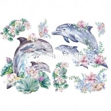 Rice paper for decoupage, scrapbooking DOLPHINS