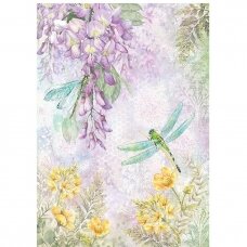Rice paper for decoupage WISTERIA AND DRAGONFLY