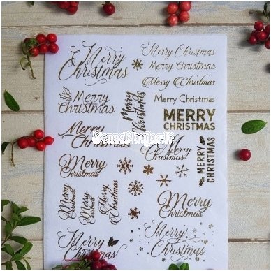 Rice paper for decoupage (gold, MERRY CHRISTMAS) 2