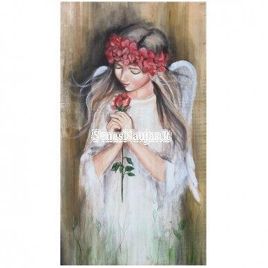 Rice paper for decoupage ANGEL WITH A ROSE, 1 sheet