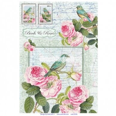 Rice paper for decoupage, scrapbooking BIRD AND ROSES