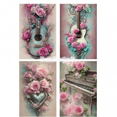 Rice paper for decoupage, scrapbooking ROSES AND MUSIC