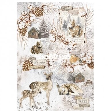 Rice paper for decoupage, scrapbooking ANIMALS IN WINTER