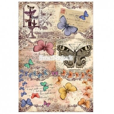 Printed rice paper BUTTERFLIES AND LETTERS